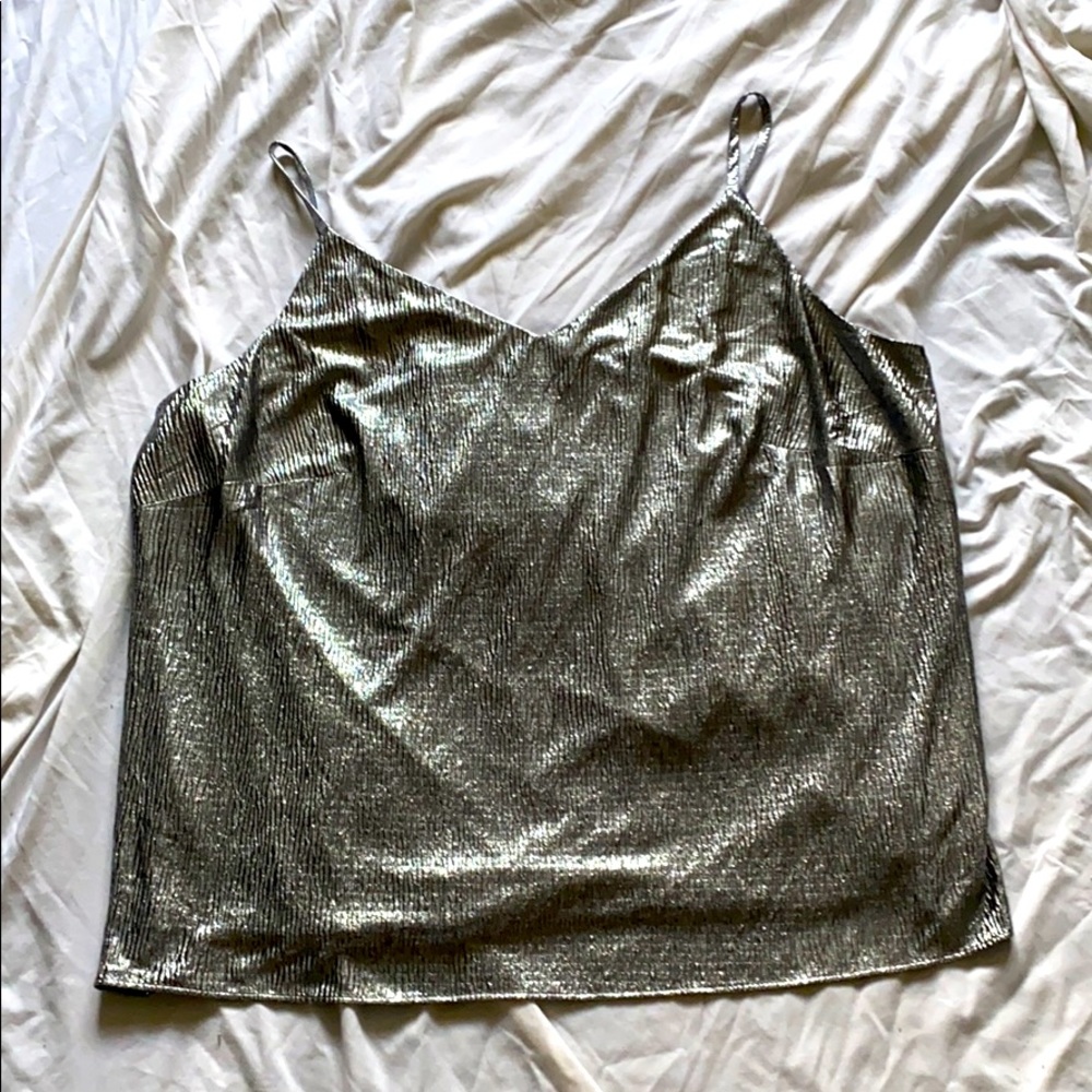 Silver shiny spaghetti strap tank